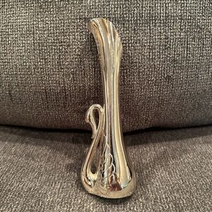 Vintage Art Deco MCM Silver Plated Swan Bud Flower Vase